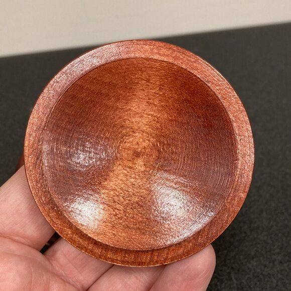 Vintage Small Round Wooden Lidded Bowl inscribed Dubrovnik - Salt Cellar, Spices - Picture 7 of 12